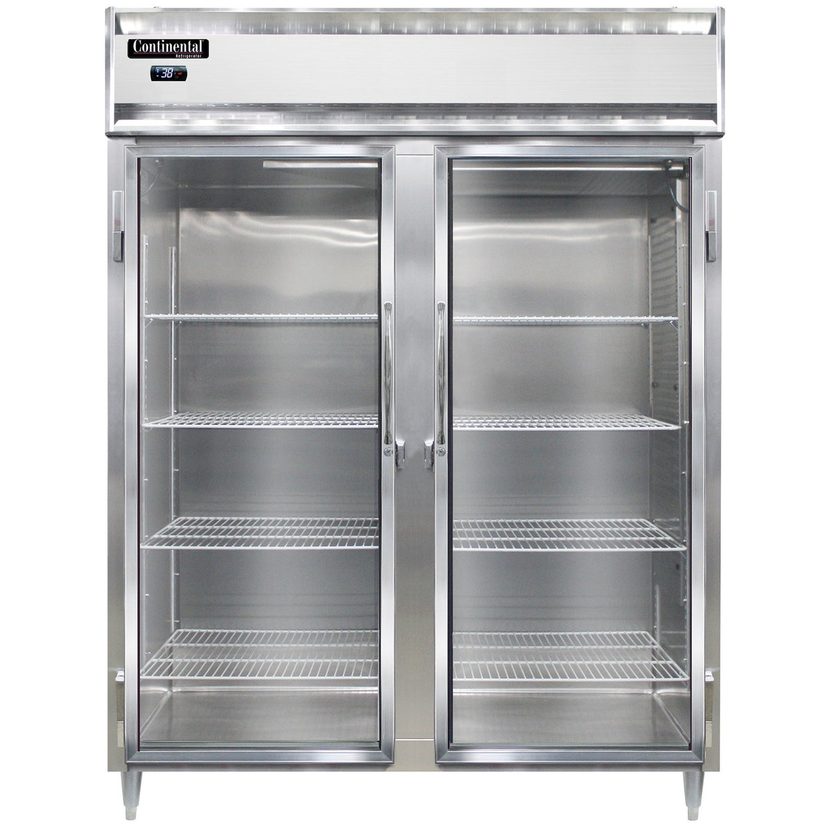 Continental Refrigerator D2RENSAGD 57-Inch Reach-In Glass Door Refrigerator — 2 Doors, Stainless Steel Exterior