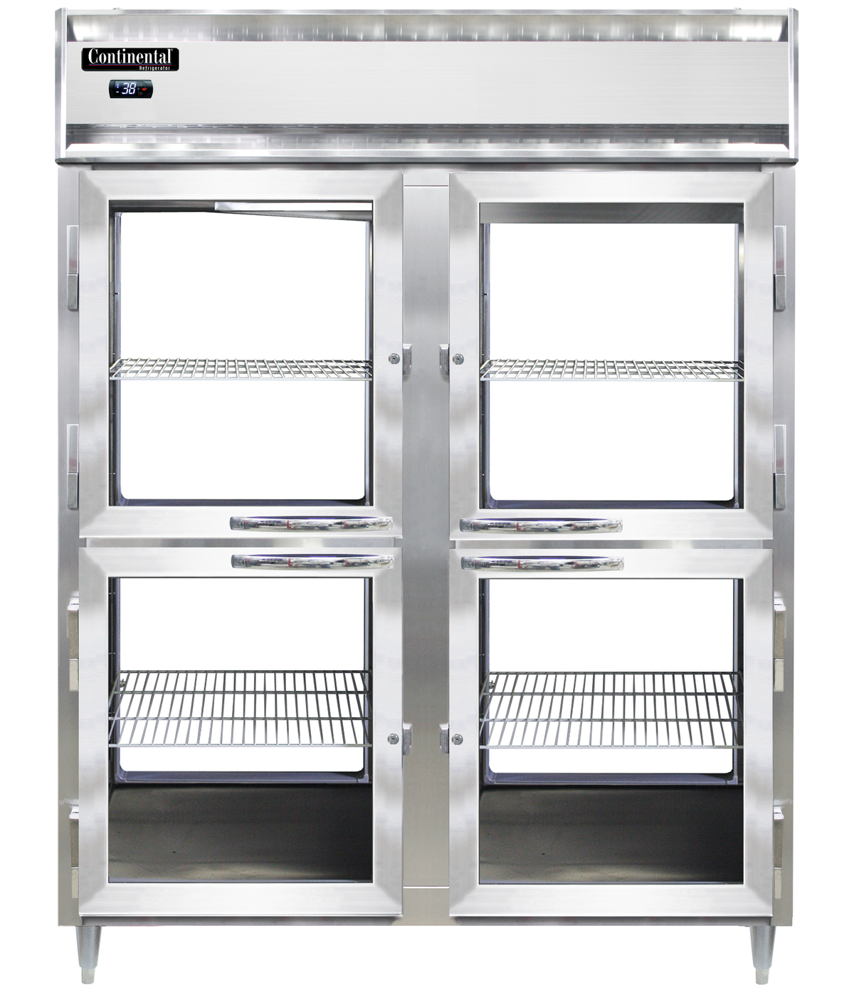 Continental Refrigerator D2RENSSPTHD-GD-GD 57-Inch Pass-Thru Glass Door Refrigerator β 8 Doors, Stainless Steel Exterior