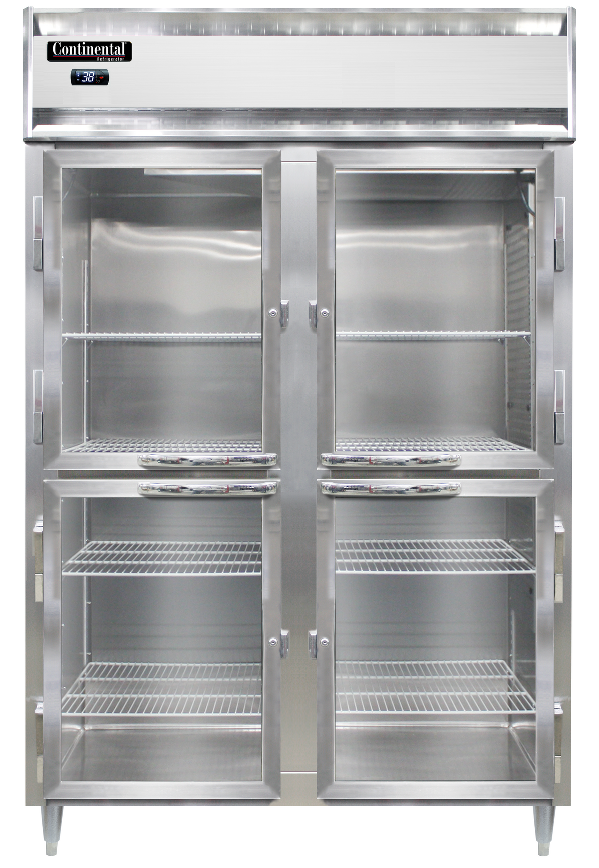 Continental Refrigerator D2RNPTHD-GD-SD 52-Inch Pass-Thru Glass Door Refrigerator — 8 Doors, Stainless Steel Front