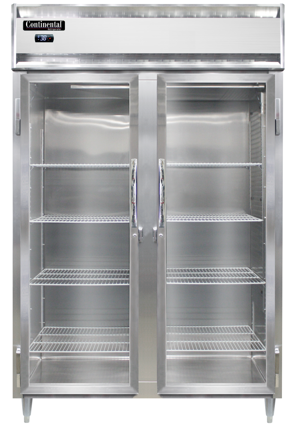 Continental Refrigerator D2RNSSPT-GD-SD 52-Inch Pass-Thru Glass Door Refrigerator — 4 Doors, Stainless Steel Exterior