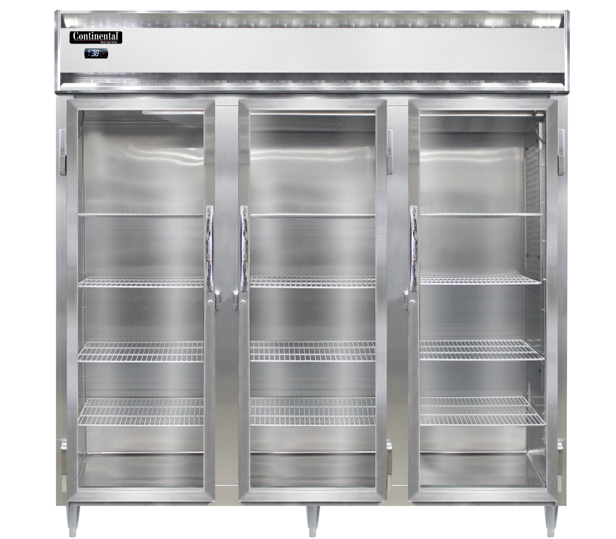 Continental Refrigerator D3RNSSPT-GD-SD 78-Inch Pass-Thru Glass Door Refrigerator — 6 Doors, Stainless Steel Exterior
