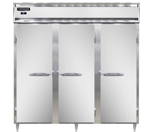 Continental Refrigerator D3RNSSPT-SD-GD 78-Inch Pass-Thru Glass Door Refrigerator — 6 Doors, Stainless Steel Exterior