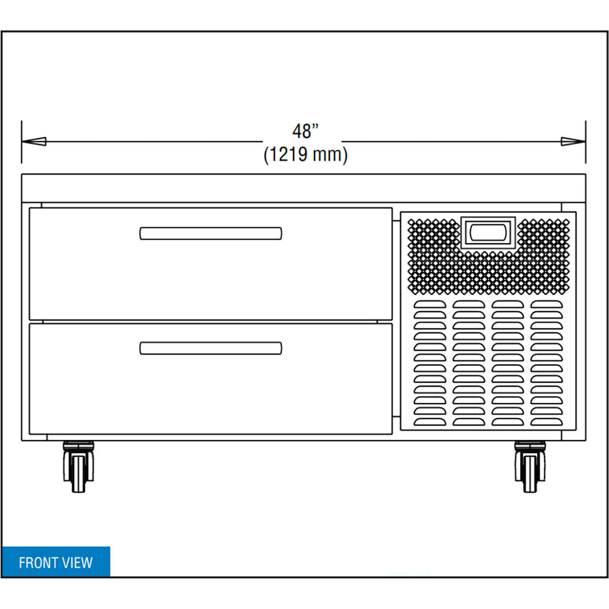 Continental Refrigerator D48GN 48-Inch Refrigerated Chef Base — 2 Drawers, Stainless Steel Exterior