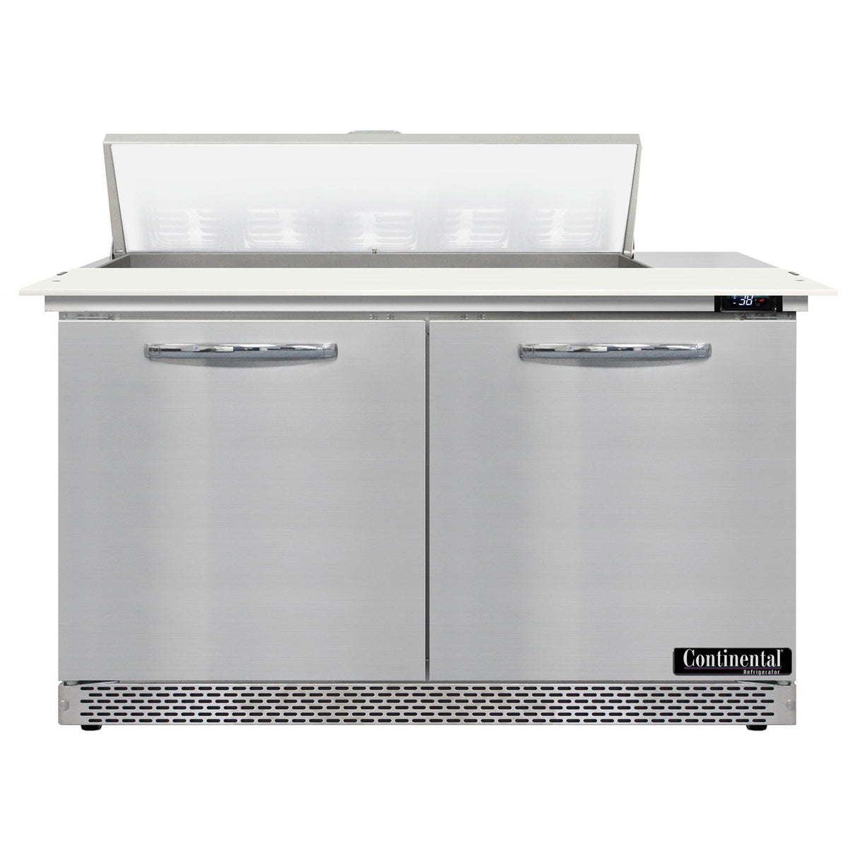 Continental Refrigerator D48N10C-FB 48-Inch Sandwich & Salad Prep Table — 2 Doors, 10 Pans, Stainless Steel Front