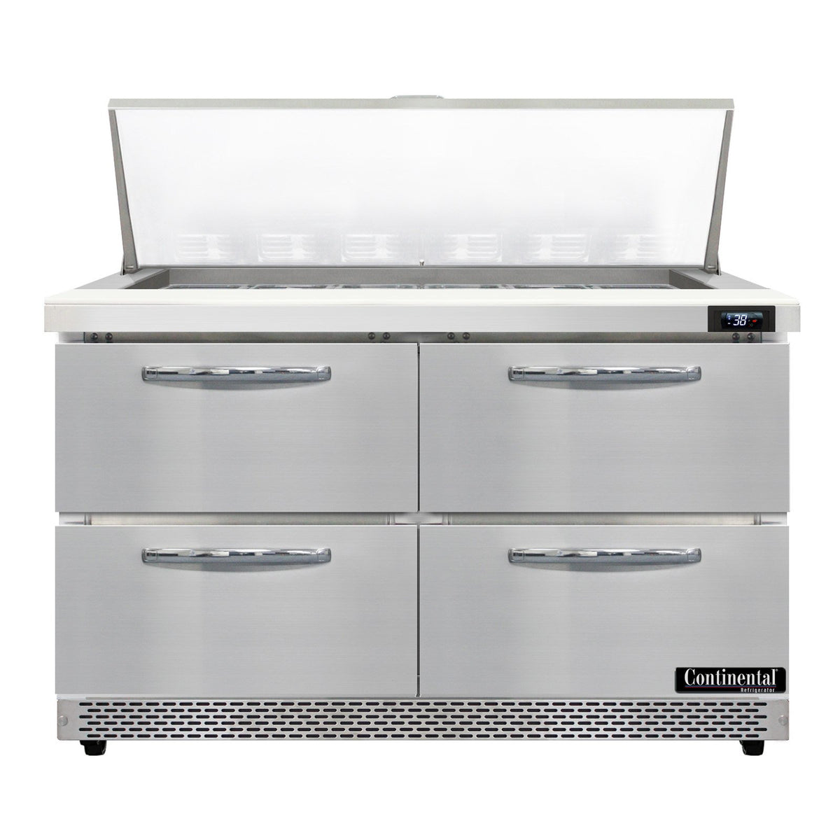 Continental Refrigerator D48N18M-FB-D 48-Inch Mega Top Sandwich & Salad Prep Table β 4 Drawers, 18 Pans, Stainless Steel Front