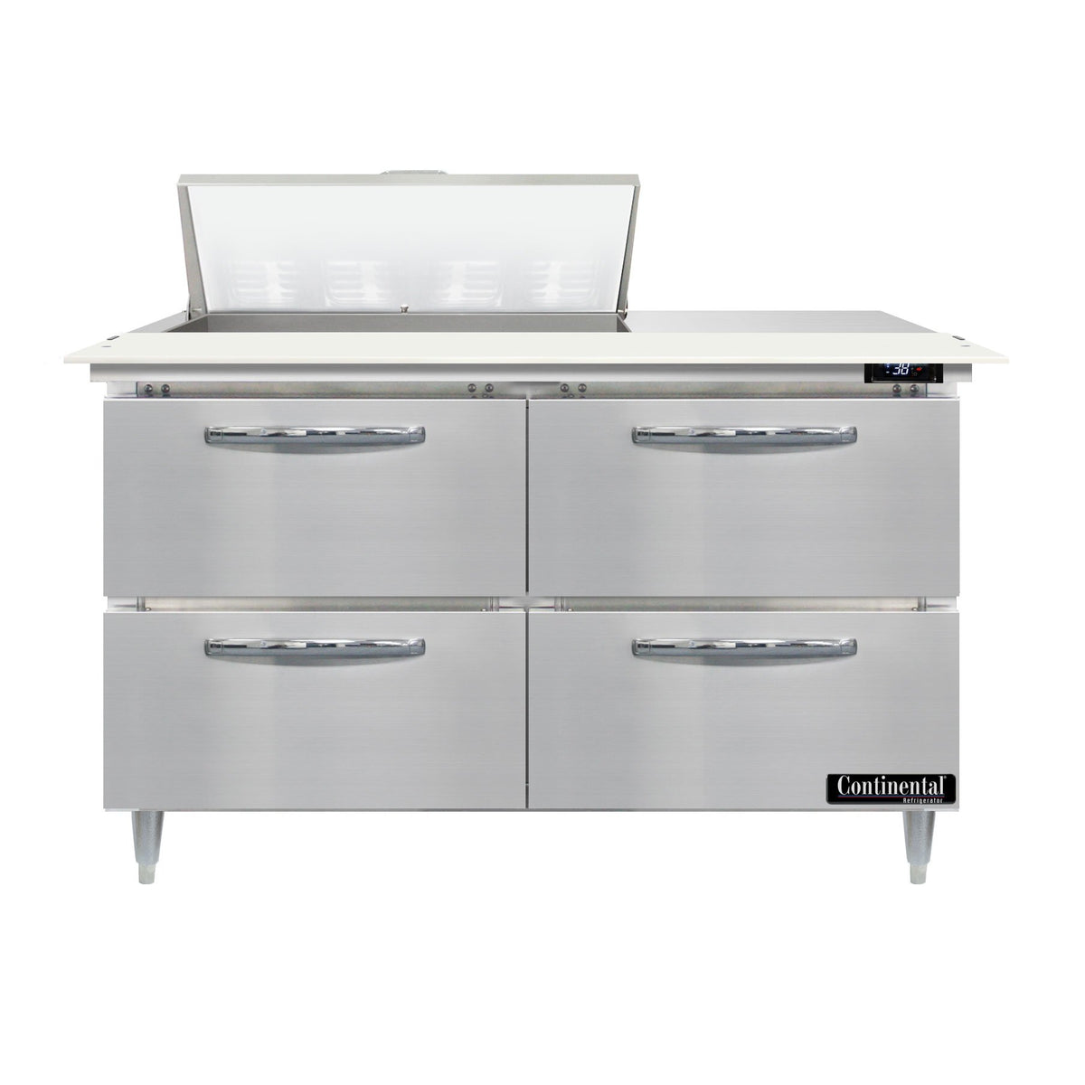 Continental Refrigerator D48N8C-D 48-Inch Sandwich & Salad Prep Table — 4 Drawers, 8 Pans, Stainless Steel Front