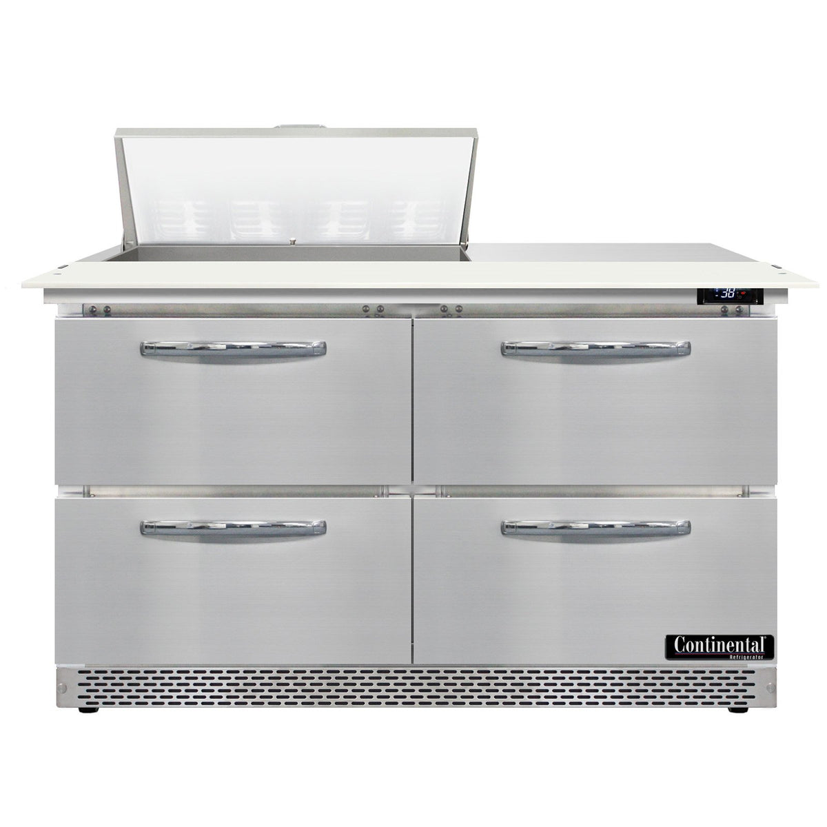Continental Refrigerator D48N8C-FB-D 48-Inch Sandwich & Salad Prep Table — 4 Drawers, 8 Pans, Stainless Steel Front
