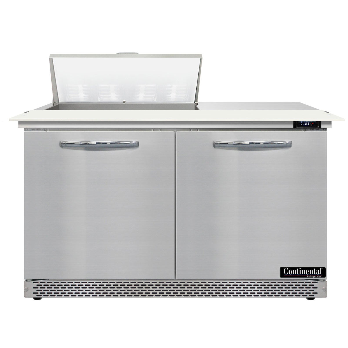 Continental Refrigerator D48N8C-FB 48-Inch Sandwich & Salad Prep Table — 2 Doors, 8 Pans, Stainless Steel Front
