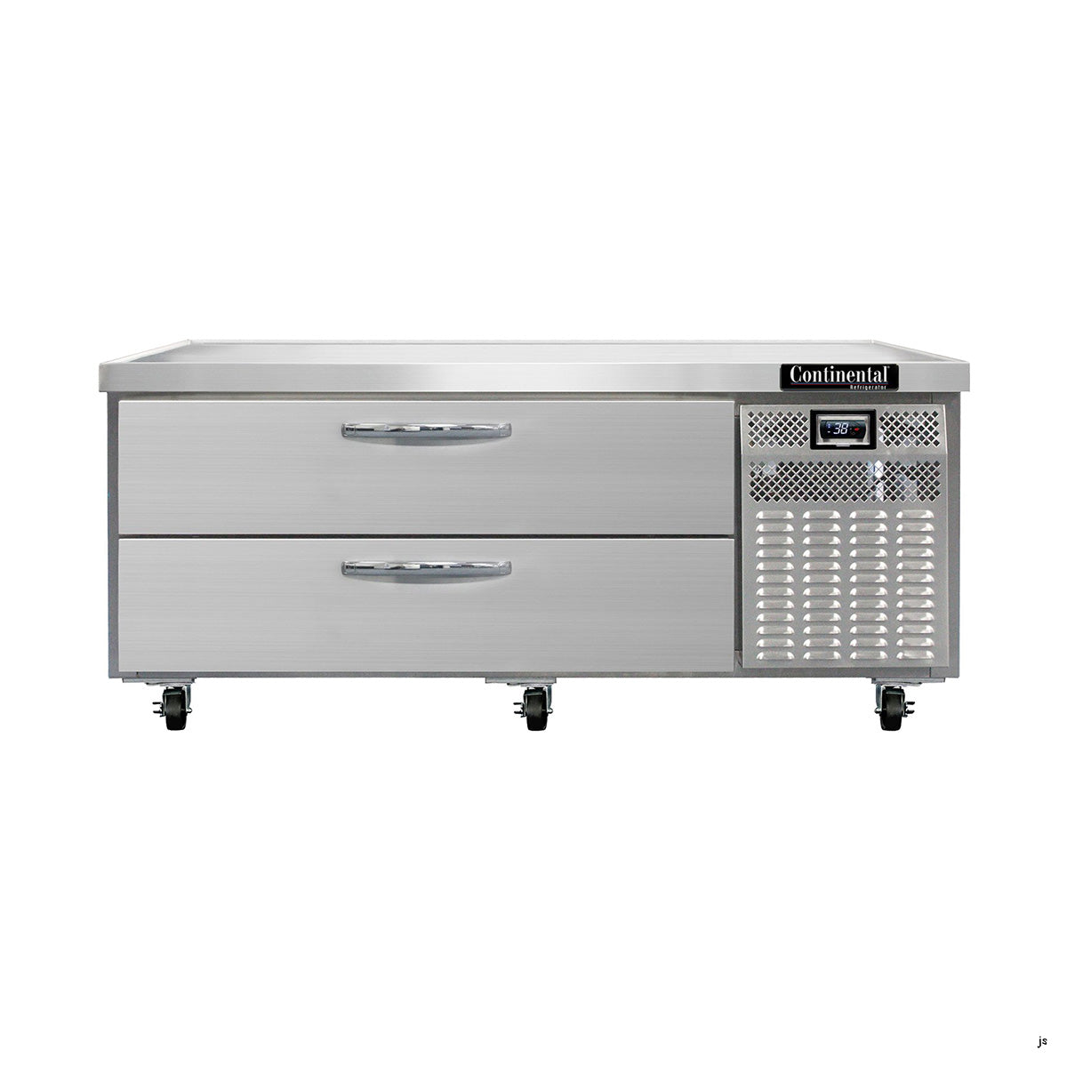 Continental Refrigerator D60GN 60-Inch Refrigerated Chef Base — 2 Drawers, Stainless Steel Exterior