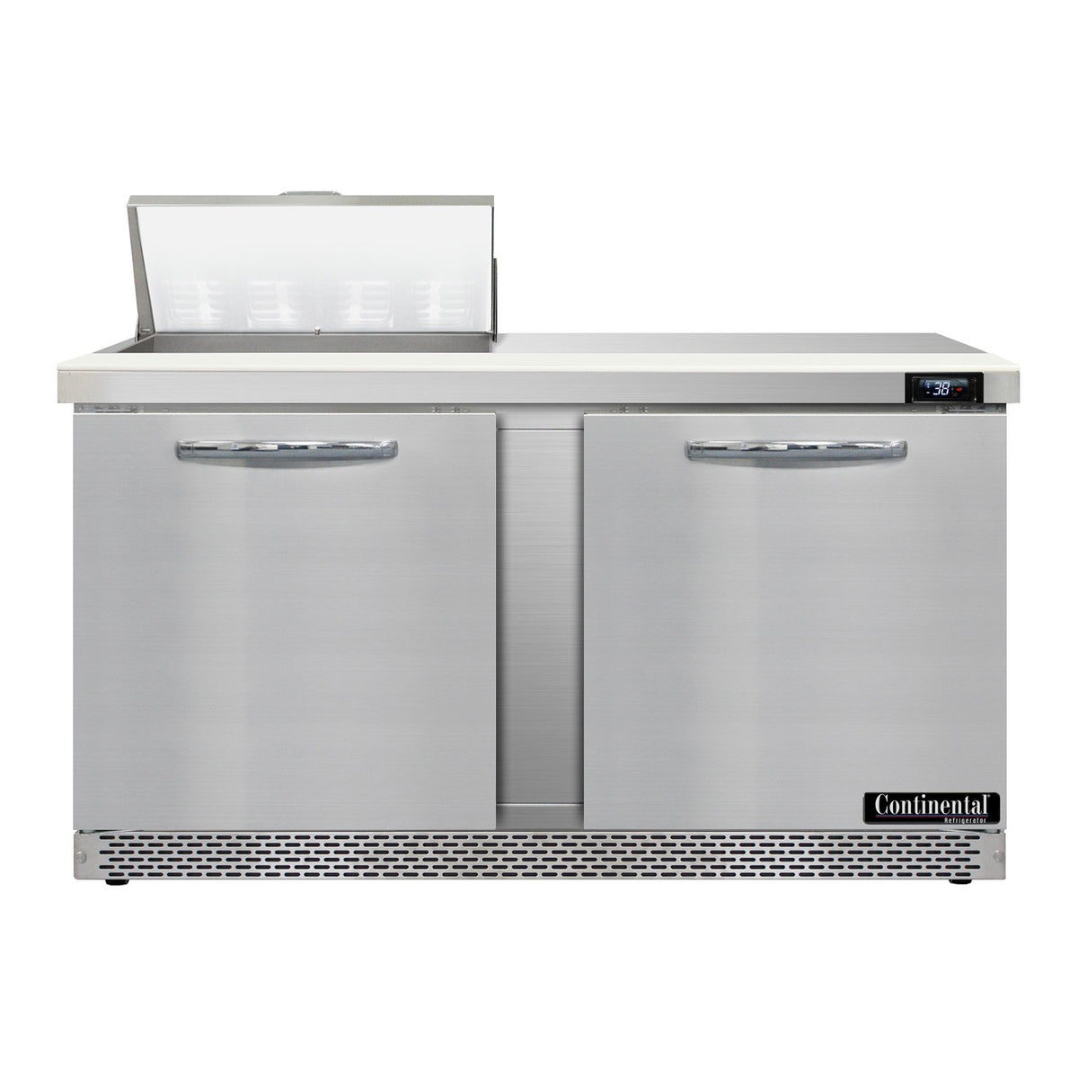 Continental Refrigerator D60N8-FB 60-Inch Sandwich & Salad Prep Table — 2 Doors, 8 Pans, Stainless Steel Front