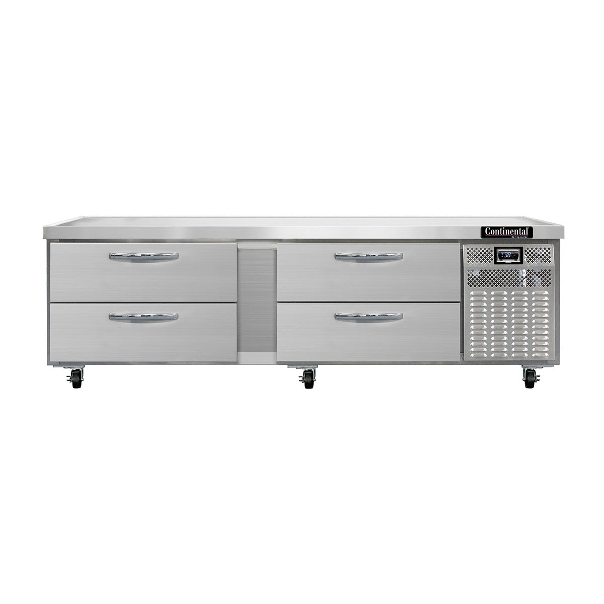 Continental Refrigerator D84GN 84-Inch Refrigerated Chef Base — 4 Drawers, Stainless Steel Exterior