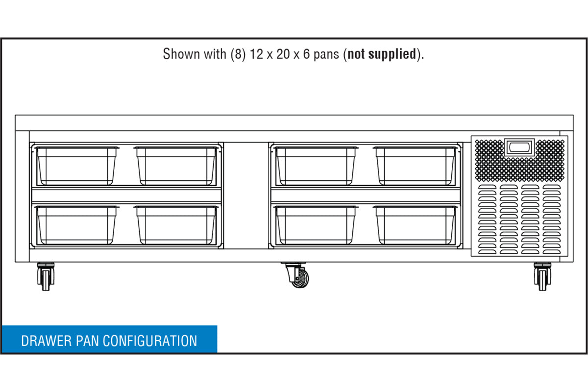 Continental Refrigerator D84GN 84-Inch Refrigerated Chef Base — 4 Drawers, Stainless Steel Exterior