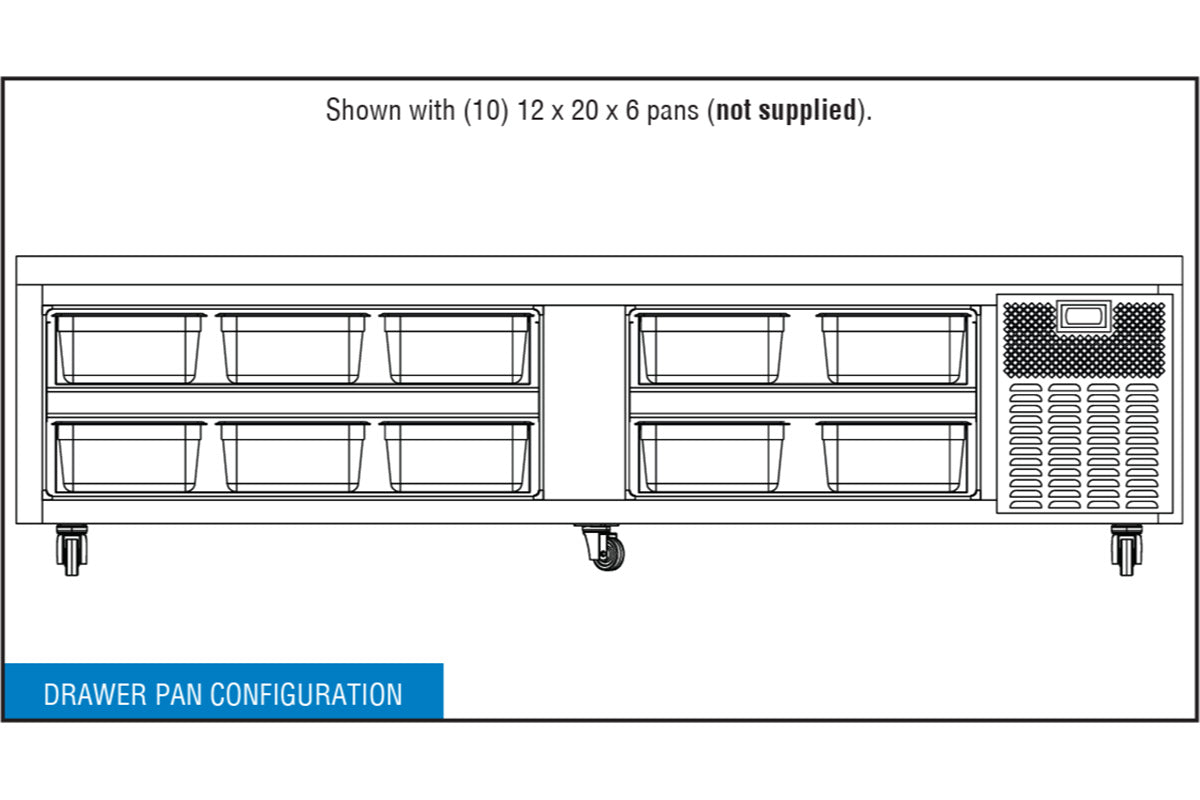 Continental Refrigerator D96GN 96-Inch Refrigerated Chef Base — 4 Drawers, Stainless Steel Exterior