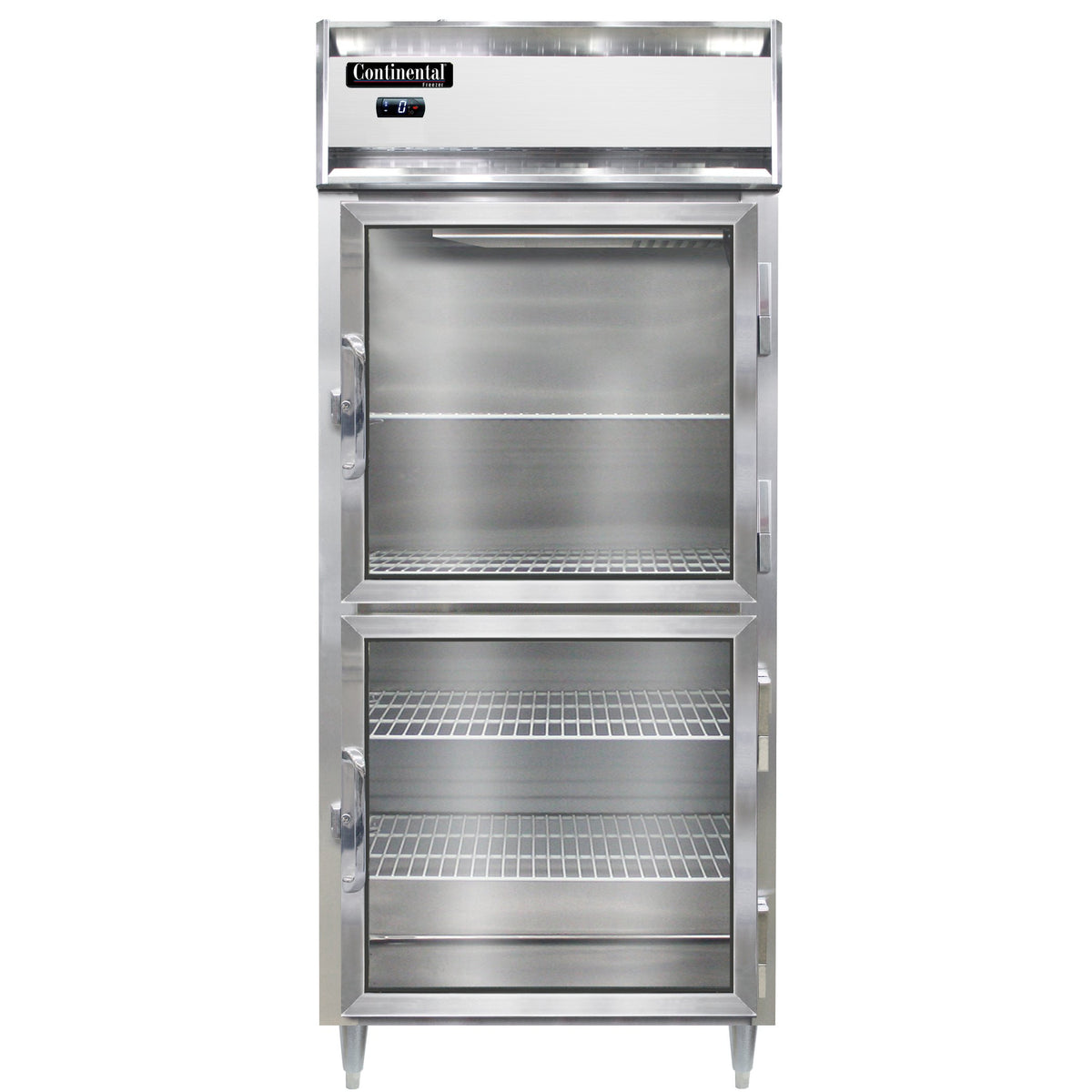 Continental Refrigerator D1FXNGDHD 36.25-Inch Reach-In Glass Door Freezer — 2 Doors, Stainless Steel Front