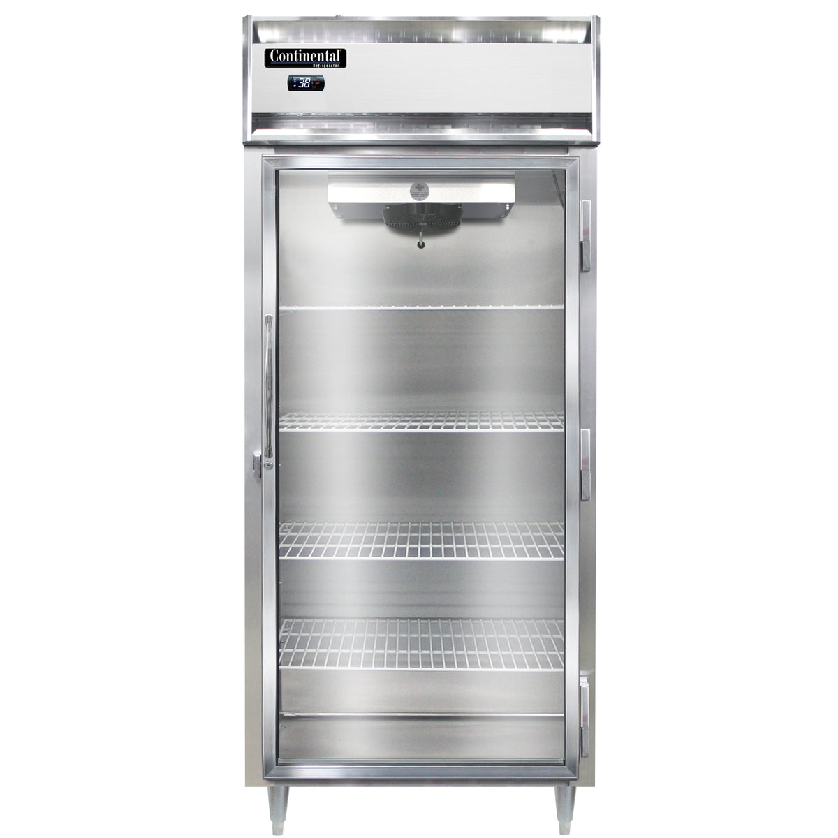 Continental Refrigerator D1RXSNGD 36.25-Inch Reach-In Glass Door Refrigerator — 1 Doors, Stainless Steel Front