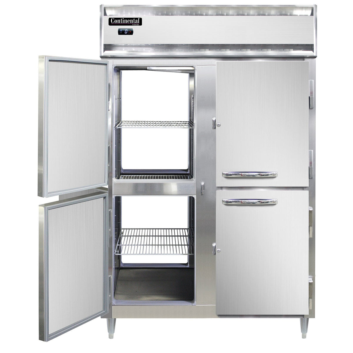 Continental Refrigerator D2FNSSPTHD 52-Inch Pass-Thru Freezer — 8 Doors, Stainless Steel Exterior