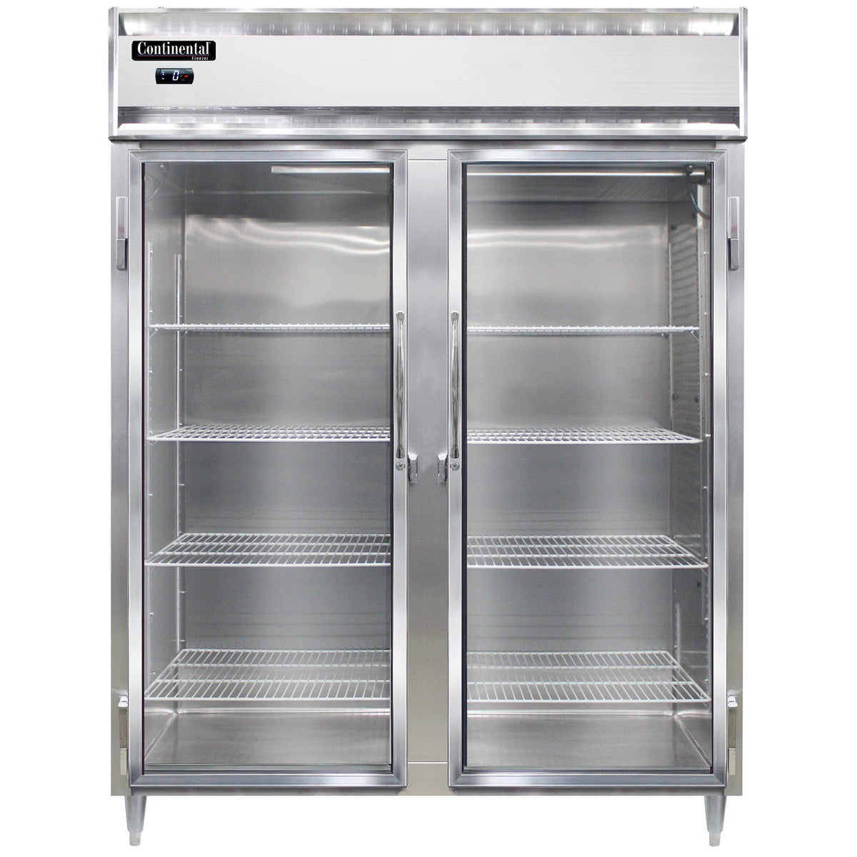 Continental Refrigerator D2FENSAGD 57-Inch Reach-In Glass Door Freezer — 2 Doors, Stainless Steel Exterior