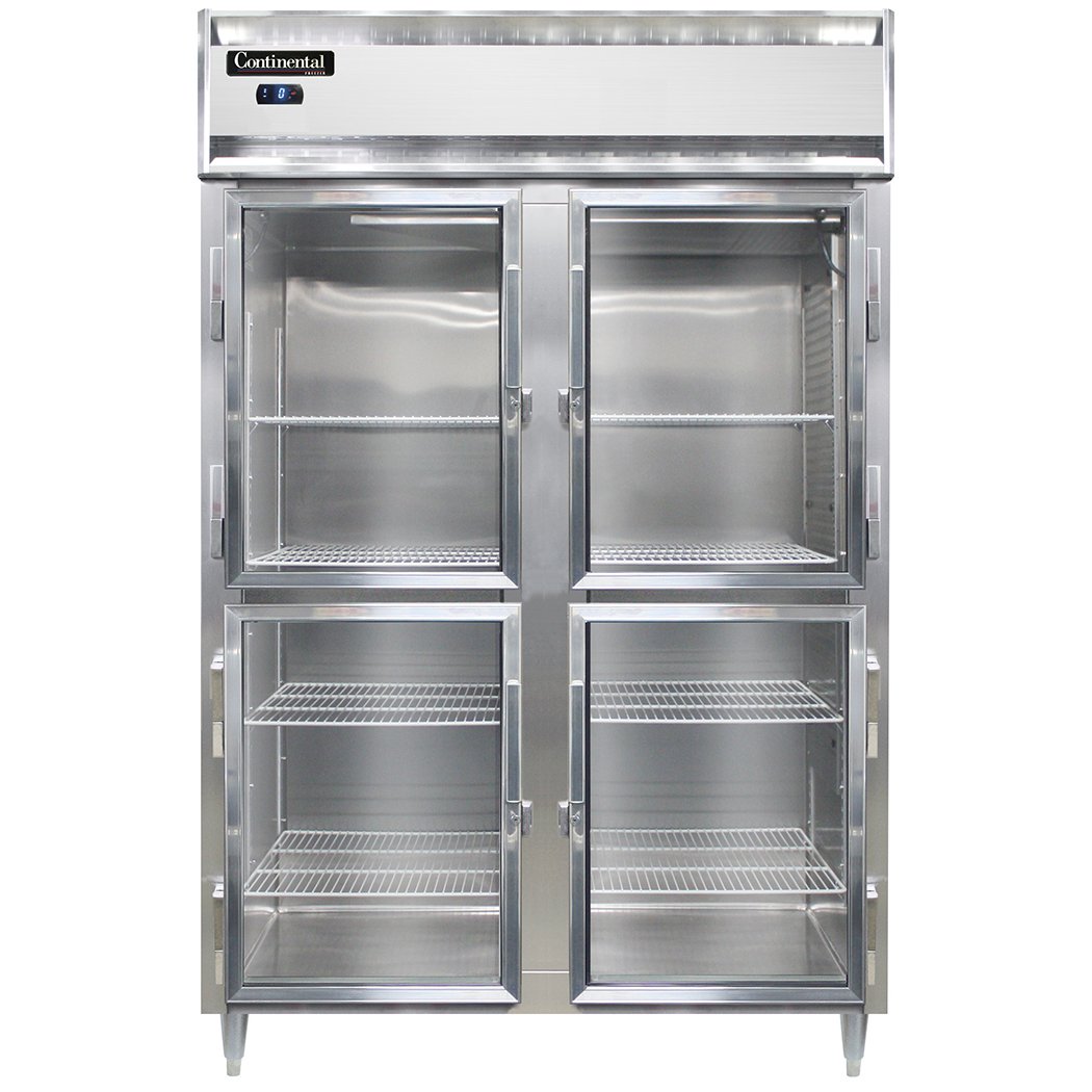 Continental Refrigerator D2FSNSAGDHD 52-Inch Reach-In Glass Door Freezer β 4 Doors, Stainless Steel Exterior