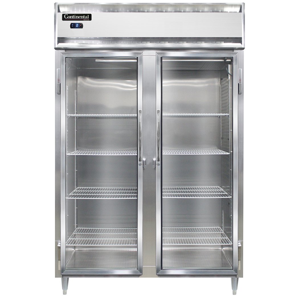 Continental Refrigerator D2FSNSAGD 52-Inch Reach-In Glass Door Freezer — 2 Doors, Stainless Steel Exterior