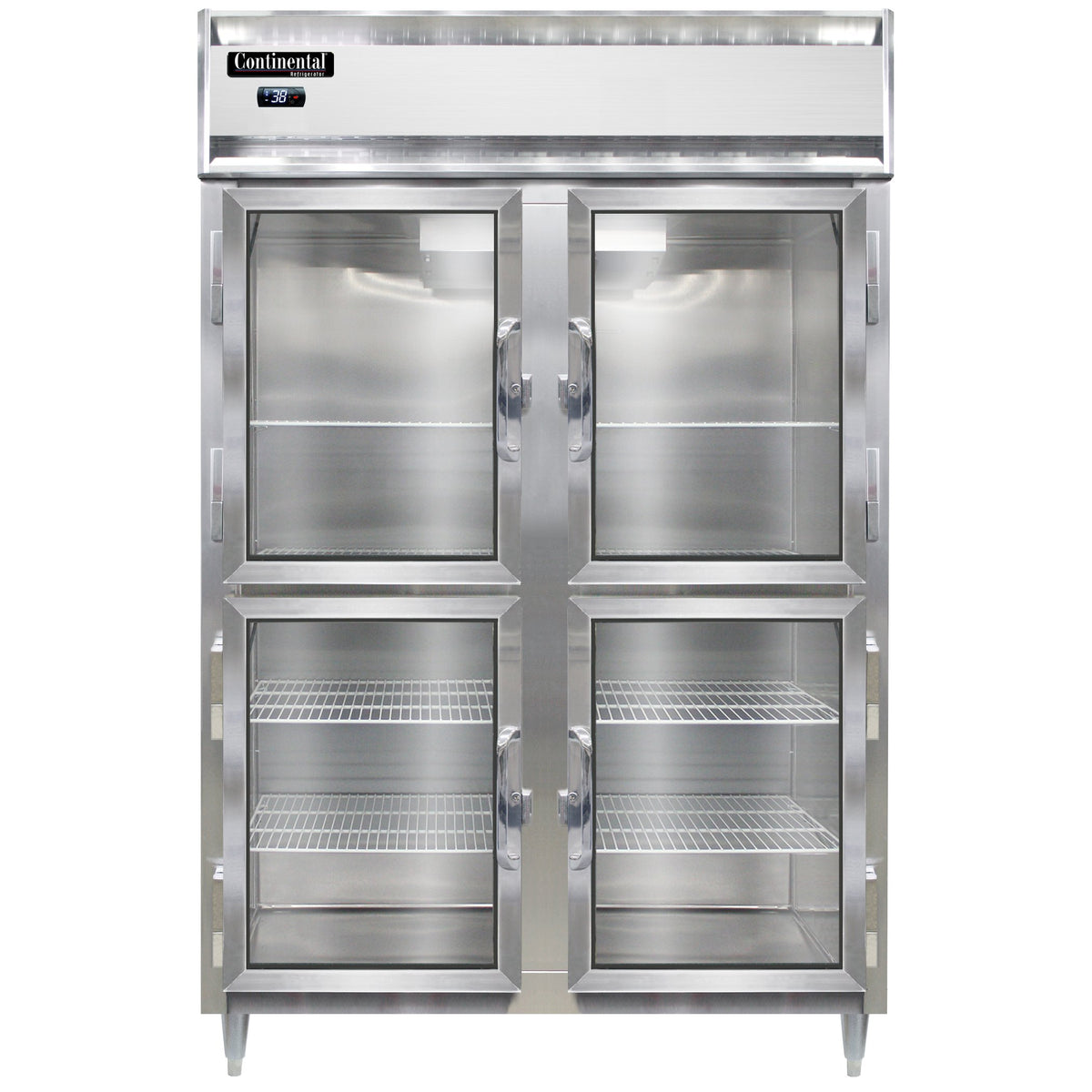 Continental Refrigerator D2RSNGDHD 52-Inch Reach-In Glass Door Refrigerator β 4 Doors, Stainless Steel Front