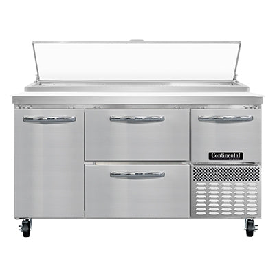 Continental Refrigerator PA60N-D 60-Inch Pizza Prep Table β 4 Drawers, Stainless Steel Front