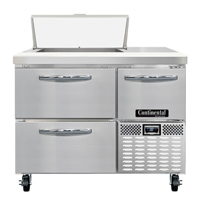 Continental Refrigerator RA43N6-D 43-Inch Sandwich & Salad Prep Table — 2 Drawers, 6 Pans, Stainless Steel Front