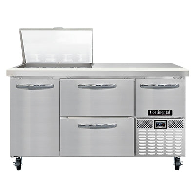 Continental Refrigerator RA60N12M-D 60-Inch Mega Top Sandwich & Salad Prep Table β 4 Drawers, 12 Pans, Stainless Steel Front
