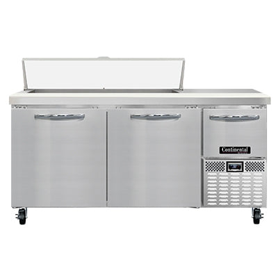Continental Refrigerator RA68N12 68-Inch Sandwich & Salad Prep Table β 3 doors, 12 Pans, Stainless Steel Front