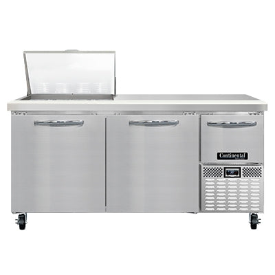 Continental Refrigerator RA68N12M 68-Inch Mega Top Sandwich & Salad Prep Table — 3 doors, 12 Pans, Stainless Steel Front