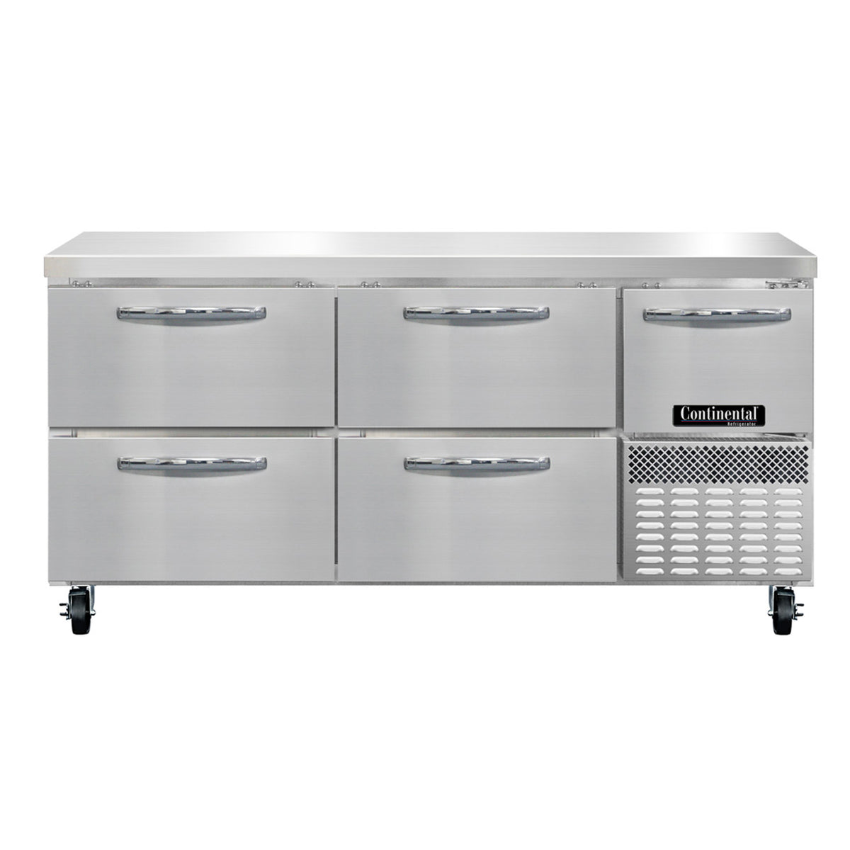 Continental Refrigerator RA68SN-D 68-Inch Worktop Refrigerator — 4 Drawers, Stainless Steel Front