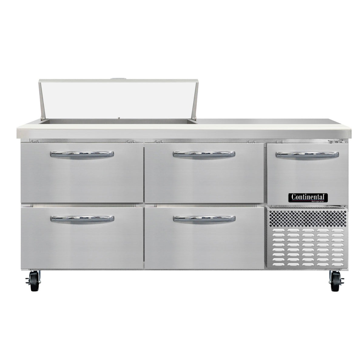 Continental Refrigerator RA68SN10-D 68-Inch Sandwich & Salad Prep Table — 4 drawers, 10 Pans, Stainless Steel Front