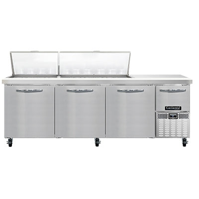 Continental Refrigerator RA93N30M 93-Inch Mega Top Sandwich & Salad Prep Table β 4 doors, 30 Pans, Stainless Steel Front