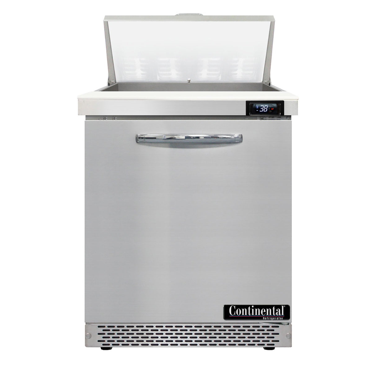 Continental Refrigerator SW27N8-FB 27.5-Inch Sandwich & Salad Prep Table — 1 Doors, 8 Pans, Stainless Steel Front