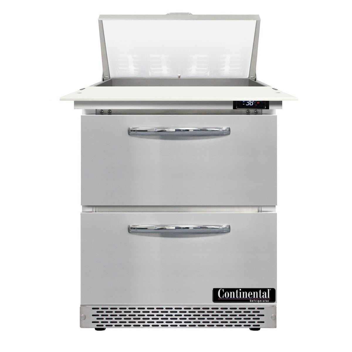 Continental Refrigerator SW27N8C-FB-D 27.5-Inch Sandwich & Salad Prep Table β 2 Drawers, 8 Pans, Stainless Steel Front