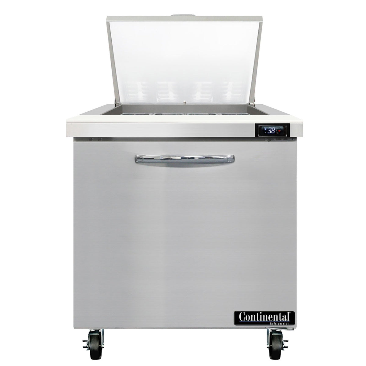 Continental Refrigerator SW32N12M 32-Inch Mega Top Sandwich & Salad Prep Table — 1 Doors, 12 Pans, Stainless Steel Front
