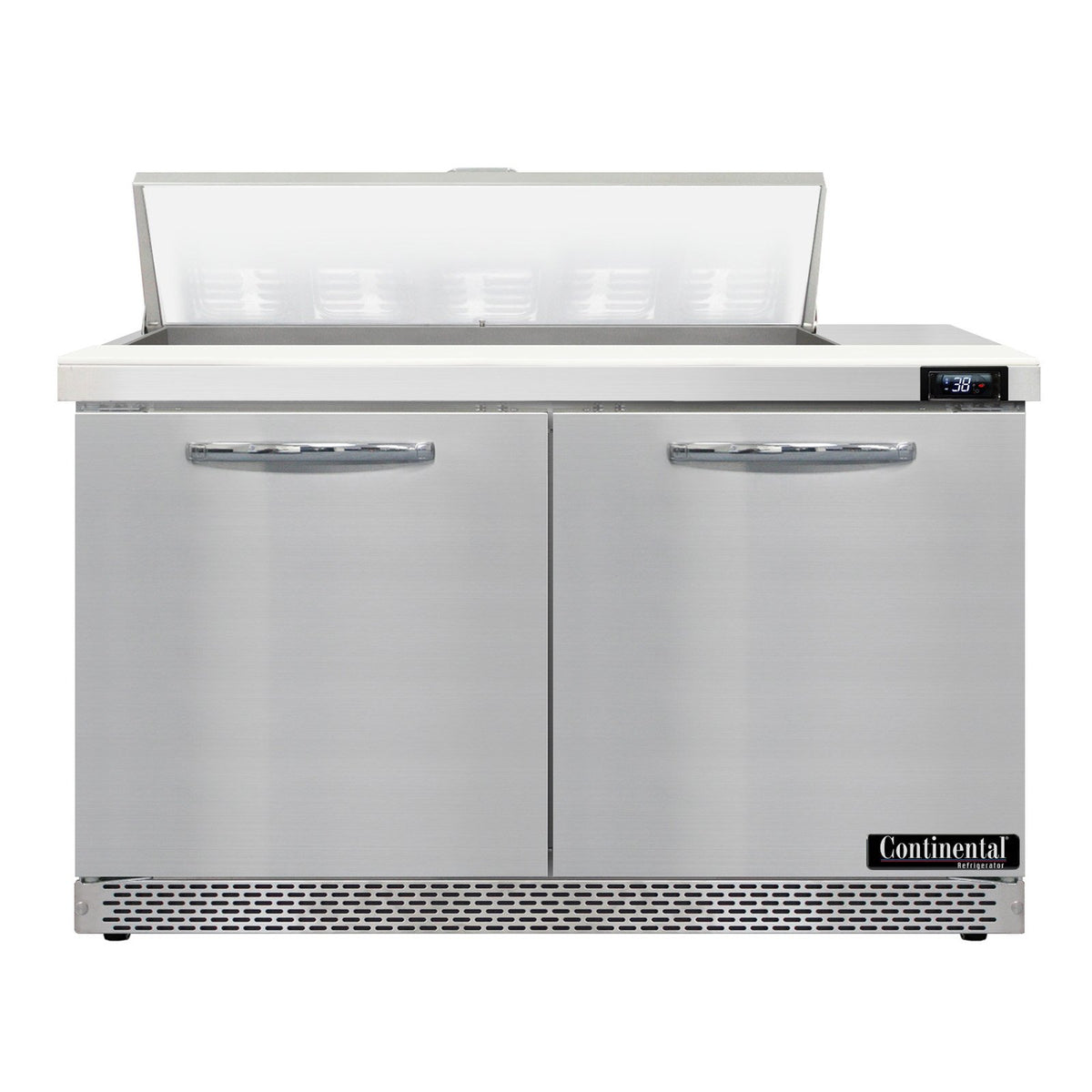 Continental Refrigerator SW48N10-FB 48-Inch Sandwich & Salad Prep Table — 2 Doors, 10 Pans, Stainless Steel Front