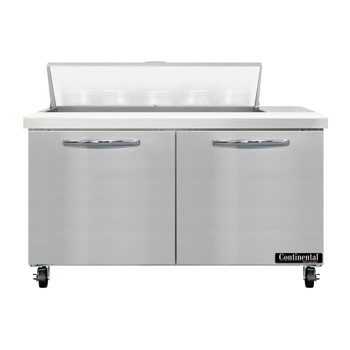 Continental Refrigerator SW48N10 48-Inch Sandwich & Salad Prep Table — 2 Doors, 10 Pans, Stainless Steel Front