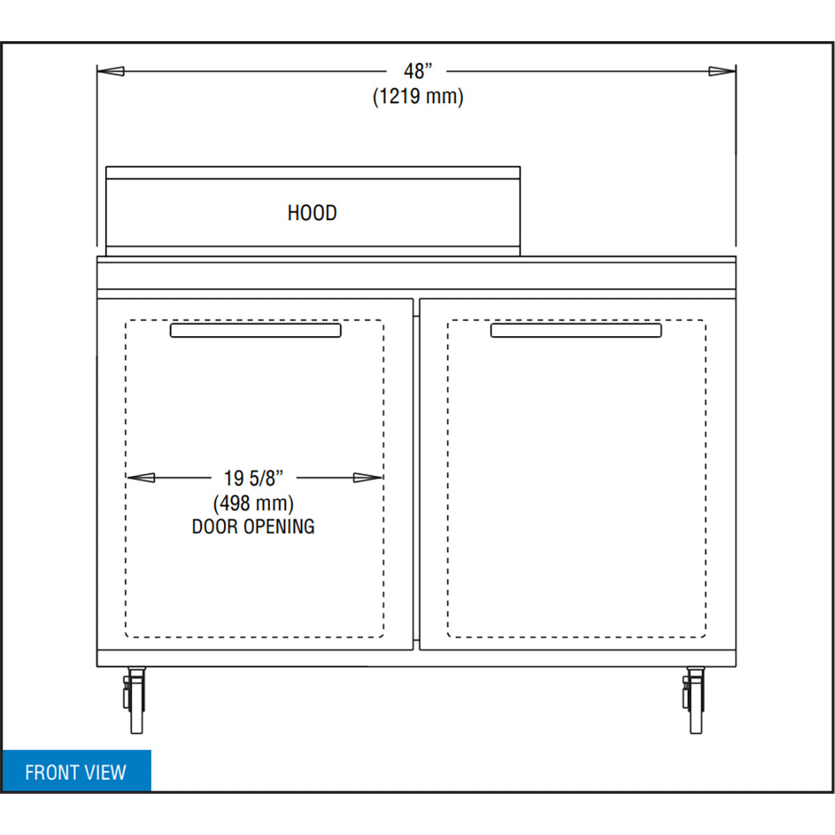 Continental Refrigerator SW48N8 48-Inch Sandwich & Salad Prep Table β 2 Doors, 8 Pans, Stainless Steel Front