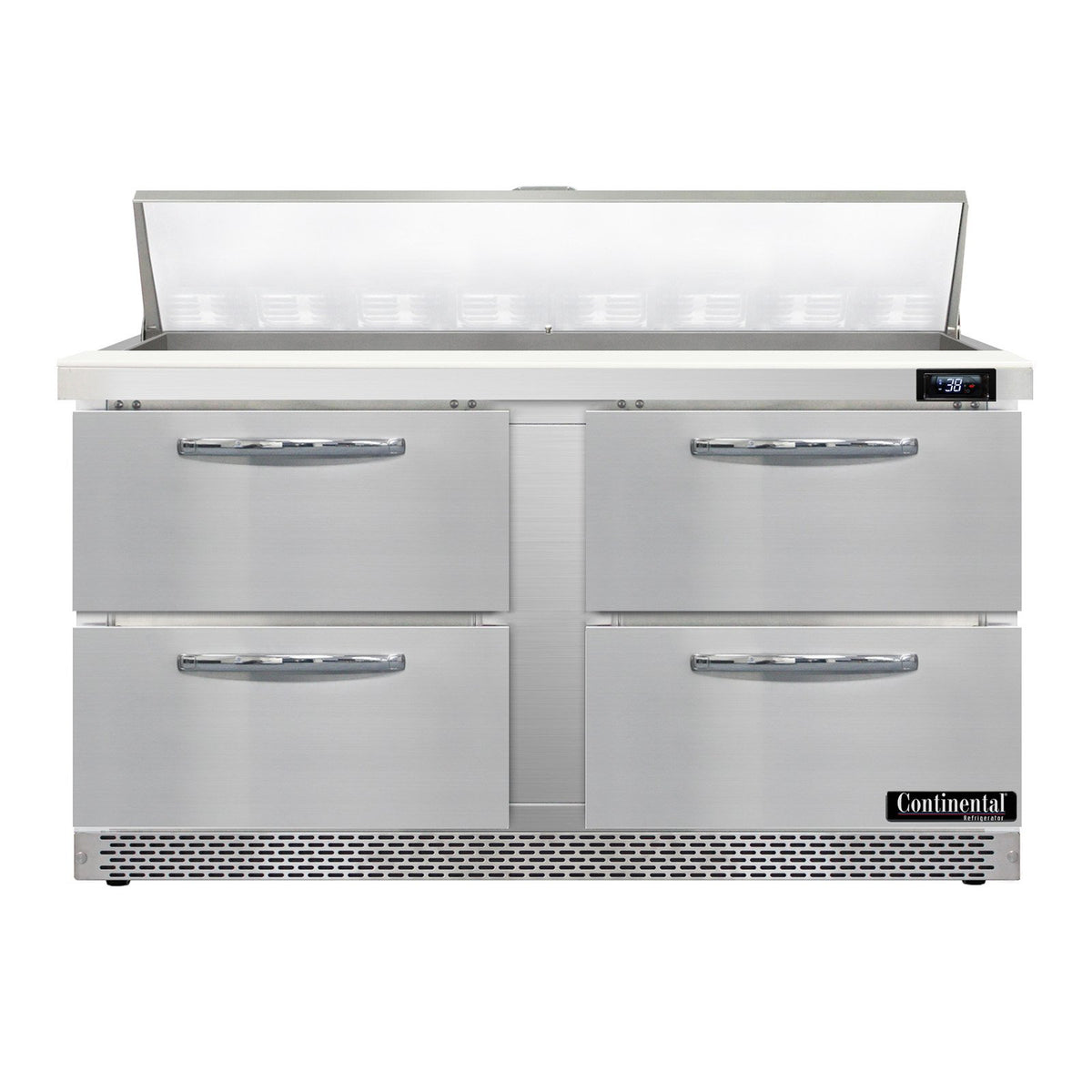 Continental Refrigerator SW60N16-FB-D 60-Inch Sandwich & Salad Prep Table — 4 Drawers, 16 Pans, Stainless Steel Front