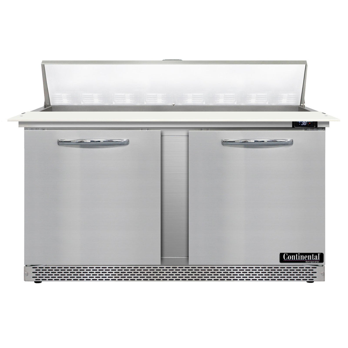 Continental Refrigerator SW60N16C-FB 60-Inch Sandwich & Salad Prep Table β 2 Doors, 16 Pans, Stainless Steel Front