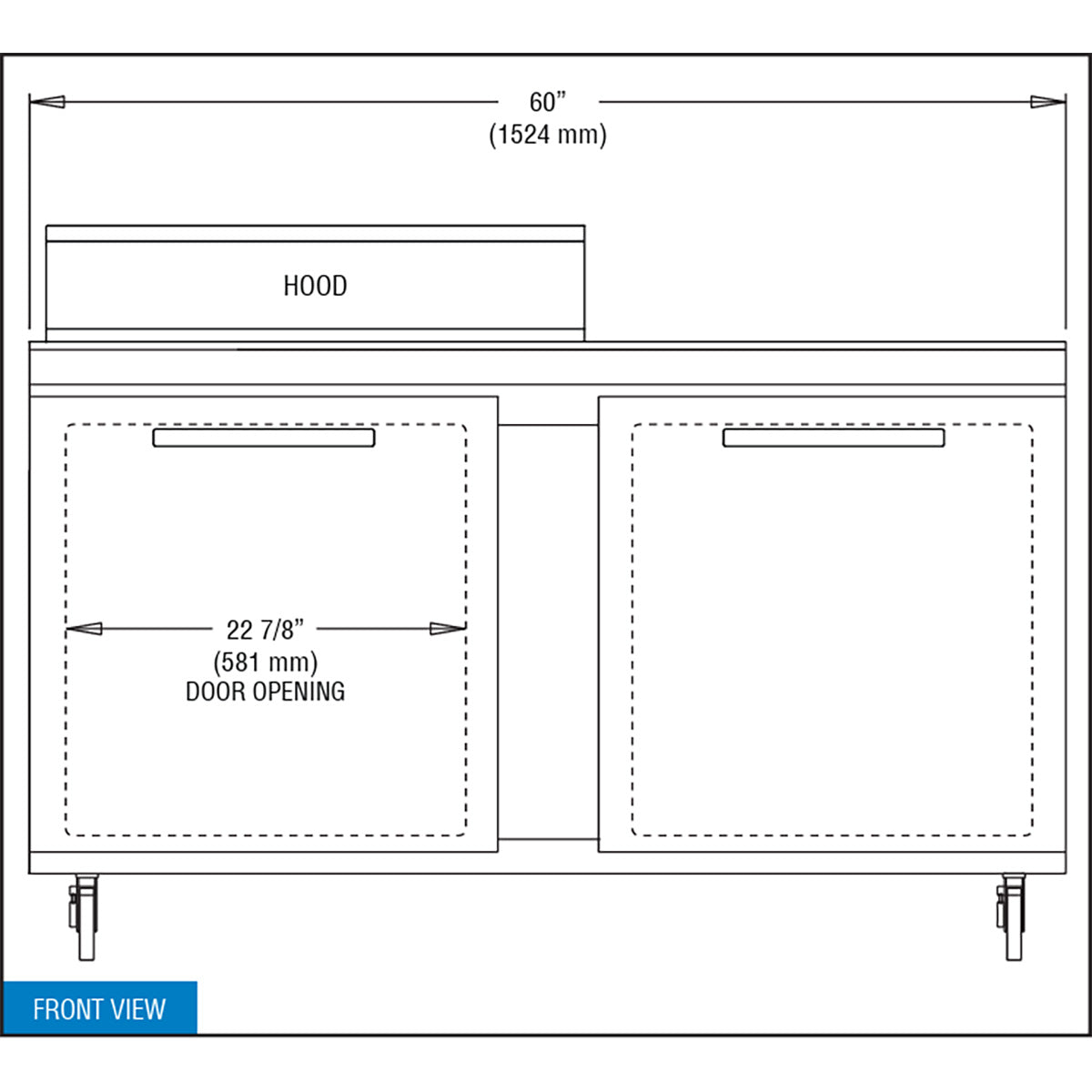 Continental Refrigerator SW60N8 60-Inch Sandwich & Salad Prep Table — 2 Doors, 8 Pans, Stainless Steel Front