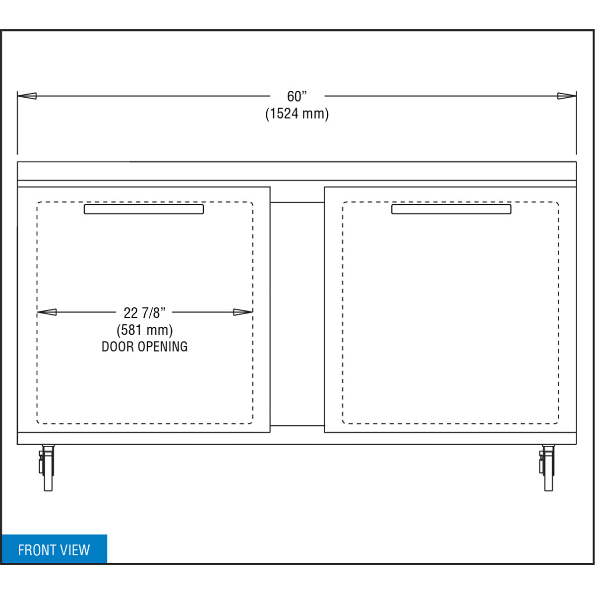 Continental Refrigerator SW60N 60-Inch Worktop Refrigerator — 2 Doors, Stainless Steel Front
