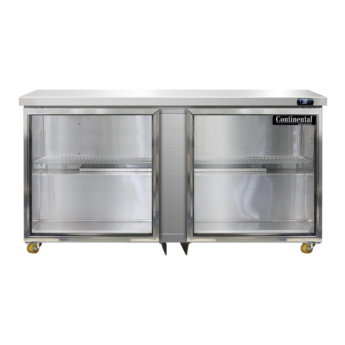 Continental Refrigerator SW60NGD-U 60-Inch Undercounter Glass Door Refrigerator — 2 Doors, Stainless Steel Front