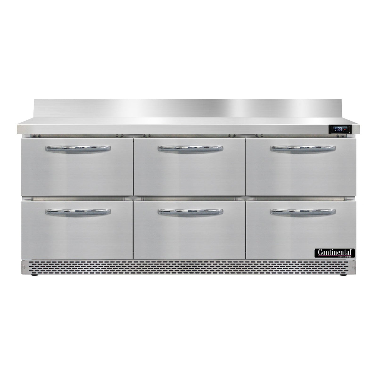 Continental Refrigerator SW72NBS-FB-D 72-Inch Worktop Refrigerator — 6 Drawers, Stainless Steel Front