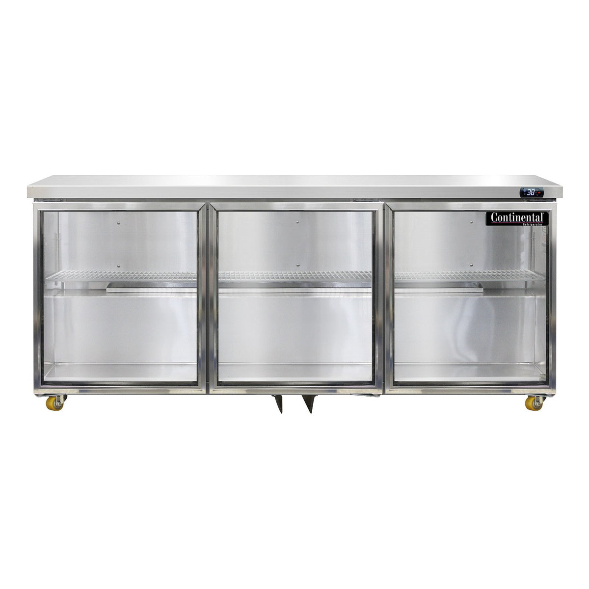 Continental Refrigerator SW72NGD-U 72-Inch Undercounter Glass Door Refrigerator — 3 Doors, Stainless Steel Front