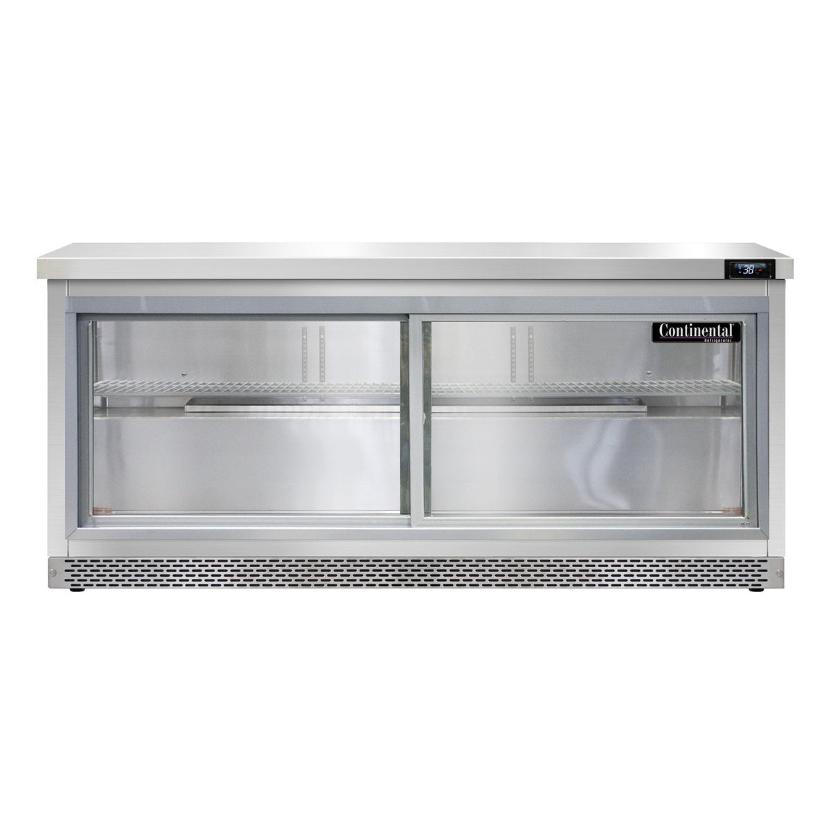 Continental Refrigerator SW72NSGD-FB 72-Inch Worktop Refrigerator — 2 Doors, Stainless Steel Front