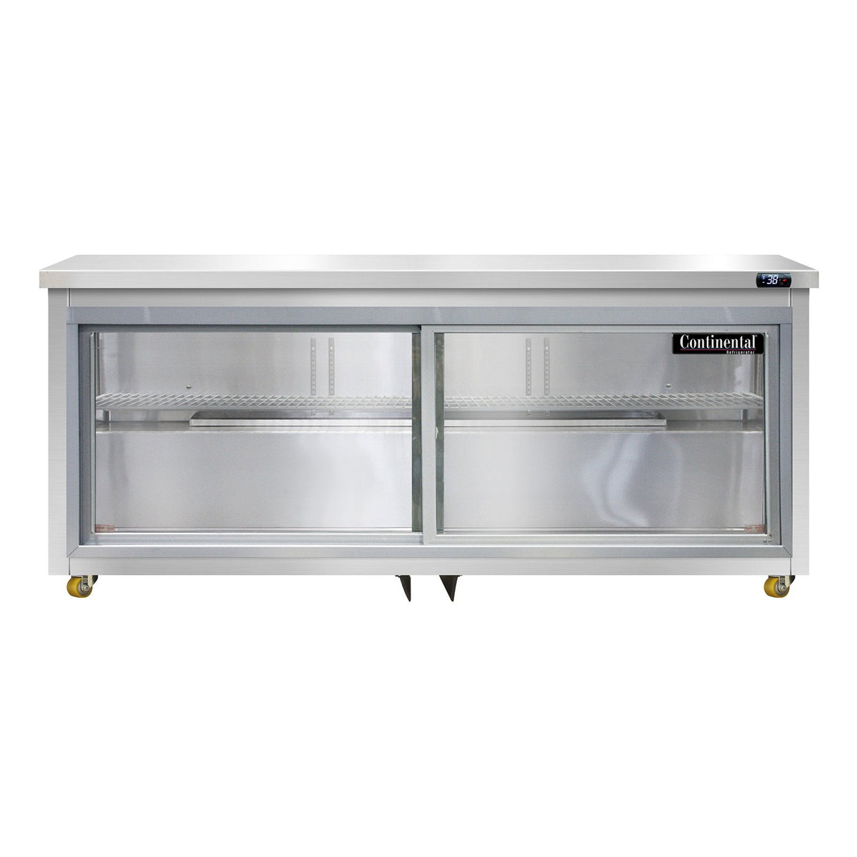 Continental Refrigerator SW72NSGD-U 72-Inch Undercounter Glass Door Refrigerator — 3 Doors, Stainless Steel Front