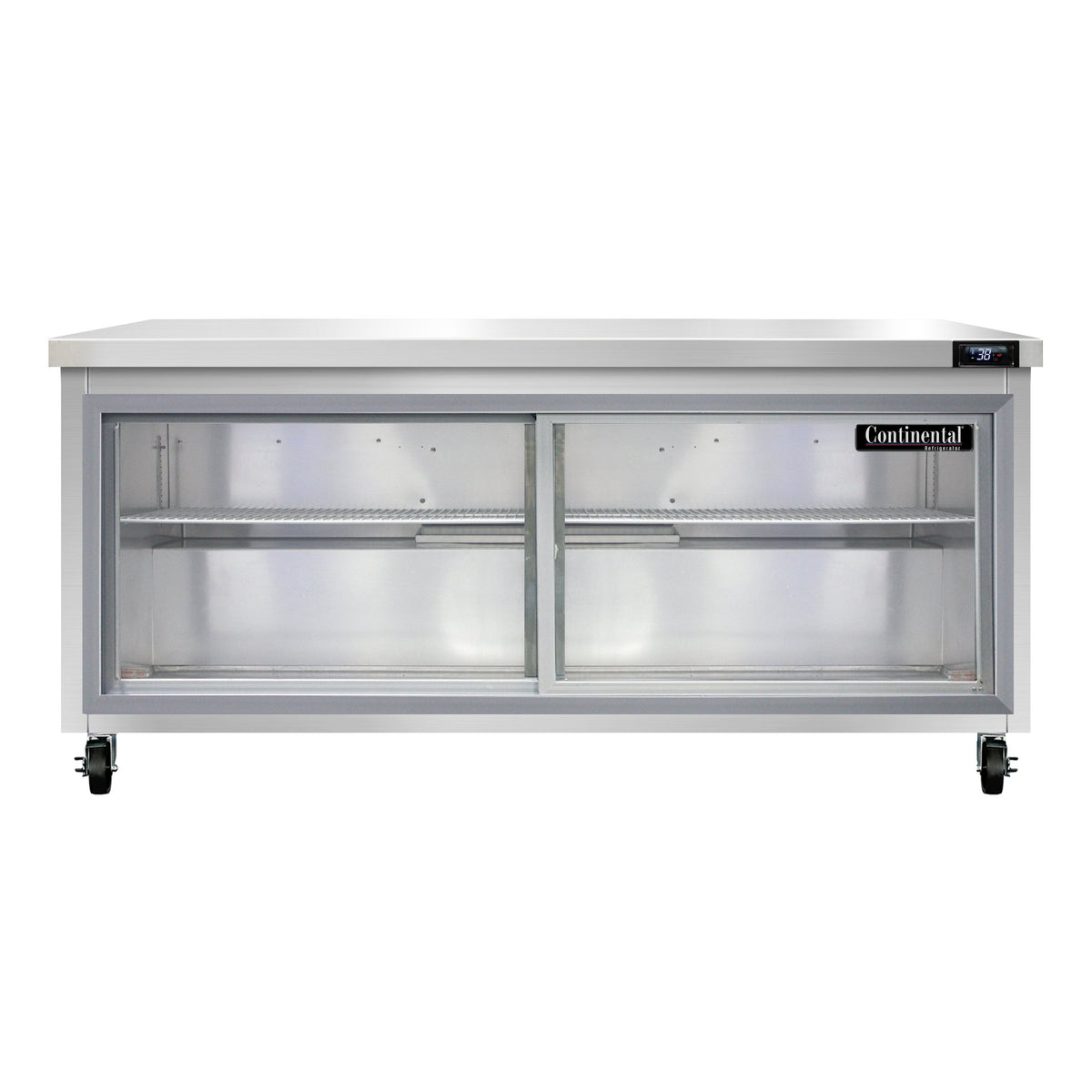 Continental Refrigerator SW72NSGD 72-Inch Worktop Refrigerator — 3 Doors, Stainless Steel Front
