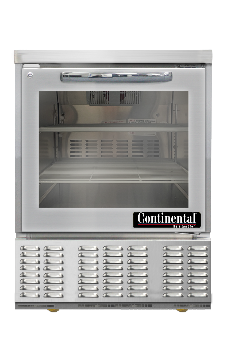 Continental Refrigerator UC24NGD 24-Inch Undercounter Glass Door Refrigerator — 1 Doors, Stainless Steel Exterior