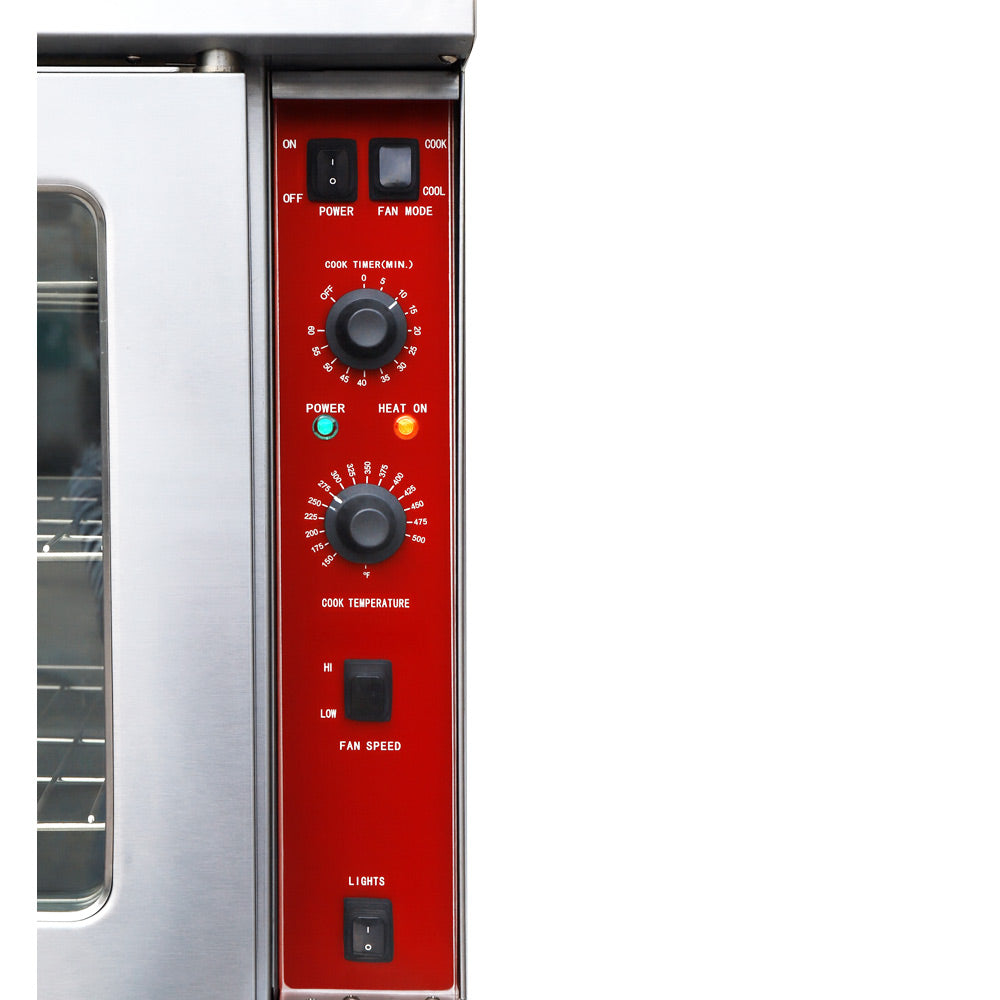 Cookline CV100-SGL single deck natural gas convection oven, control panel close-up